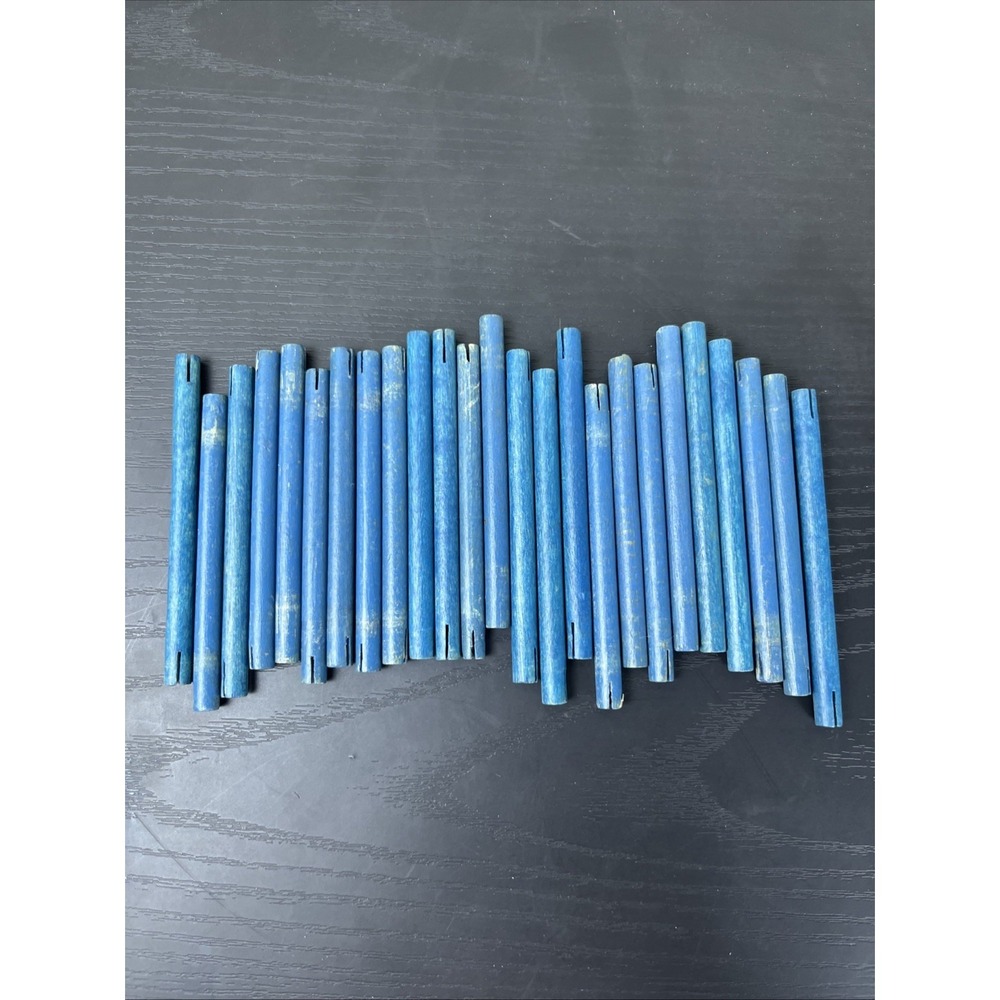 Tinkertoy 25 Blue Wooden Connectors Replacement Parts Lot Vintage Toy Pieces